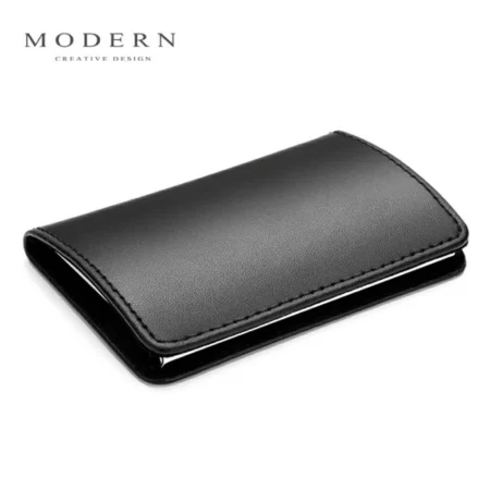 Brown Leather + metal Busniess card holder